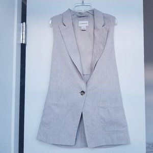 Club Monaco Tuxedo-style Linen Vest, Khaki - size XS